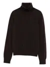 Alpha Studio Turtleneck Merino Sweater In Brown