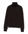 Alpha Studio Classic Turtleneck Sweater In Rich Brown Merino Wool In Brown