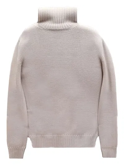 Alpha Studio Turtleneck Ribbed-knit Sweater In White