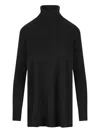 Alpha Studio Turtleneck Side-slit Sweater In Black