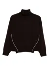 Alpha Studio Merino Wool Turtleneck Sweater In Brown