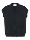 Alpha Studio Button-front Sleeveless Cardigan In Gray