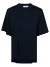 Alpha Studio Viscose Blend Side Slits Longline T-shirt In Blue