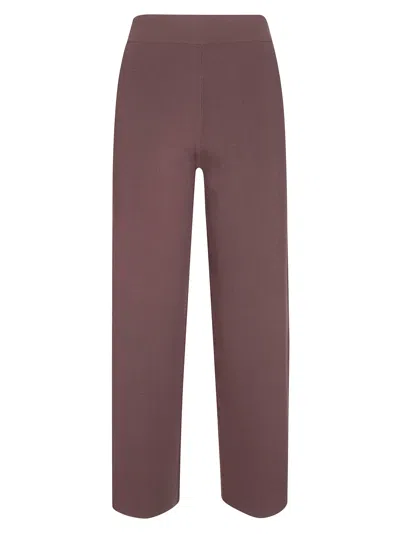 Alpha Studio Smooth Viscose Blend Cropped Trousers In Burgundy