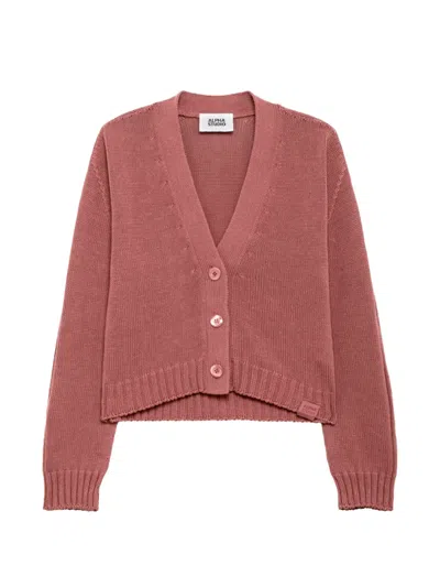 Alpha Studio V-neck Button Cardigan In Pink