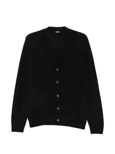 Alpha Studio V-neck Button-up Cardigan In 블랙