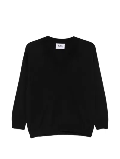Alpha Studio V-neck Knitted Sweater In Animal Print