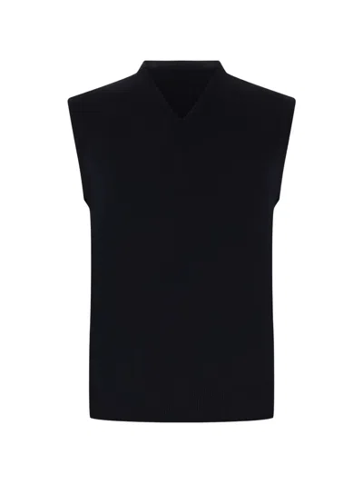 Alpha Studio V-neck Knitted Vest In Black
