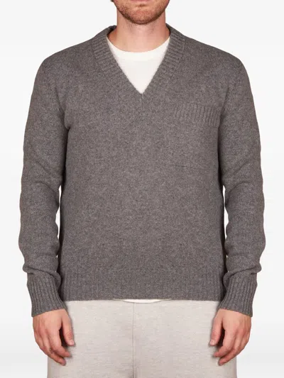 Alpha Studio V-neck Long-sleeve Sweater In Grey