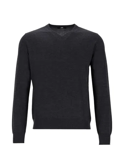 Alpha Studio V-neck Merino-wool Sweater In Grey
