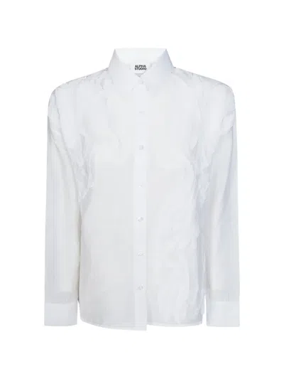 Alpha Studio Voile Ruffled Shirt In White