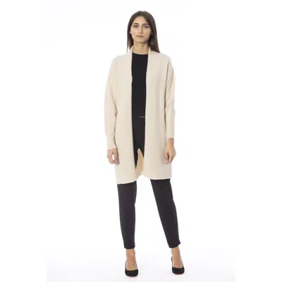 Alpha Studio White Alpaca Leather Cardigan In Neutral