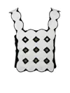 Alpha Studio White Black Linen Cotton Macramé Top In Multi