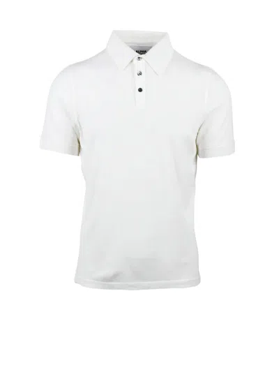 Alpha Studio White Cotton Elastane Stretch Polo