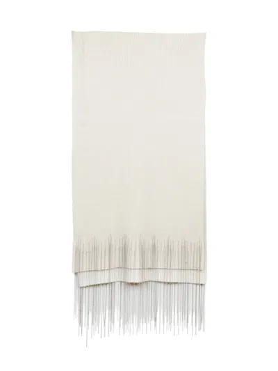 Alpha Studio White Fringe Detailing Alpaca-blend Scarf
