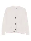 Alpha Studio White Wool-cashmere Blend Cardigan With Front Buttons In Neutral
