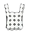 Alpha Studio White/black Crochet Top In White