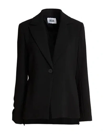 Alpha Studio Woman Blazer Black Size 4 Polyester, Elastane