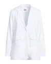 Alpha Studio Woman Blazer White Size 10 Cotton, Elastane, Polyester