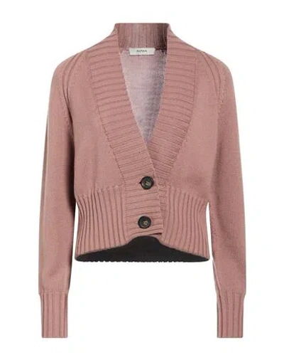 Alpha Studio Woman Cardigan Antique Rose Size 6 Merino Wool In Pink