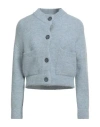 Alpha Studio Woman Cardigan Azure Size 10 Alpaca Wool, Recycled Polyamide, Polyamide In Blue