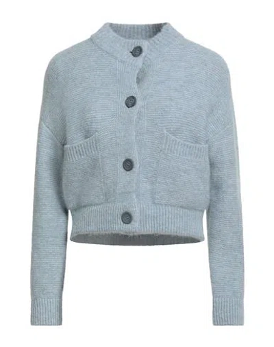 Alpha Studio Woman Cardigan Azure Size 10 Alpaca Wool, Recycled Polyamide, Polyamide In Blue