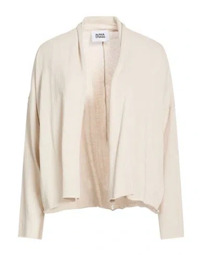 Alpha Studio Woman Cardigan Beige Size 14 Cotton In Neutral