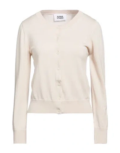 Alpha Studio Woman Cardigan Beige Size 4 Merino Wool