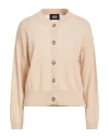 Alpha Studio Woman Cardigan Beige Size 6 Baby Alpaca Wool, Recycled Polyamide, Polyamide In Neutral