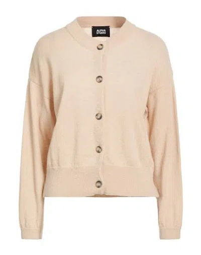 Alpha Studio Woman Cardigan Beige Size 6 Baby Alpaca Wool, Recycled Polyamide, Polyamide In Neutral