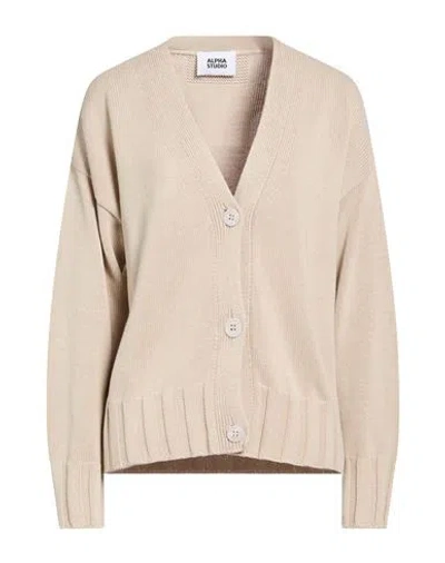 Alpha Studio Woman Cardigan Beige Size 8 Cotton In Brown