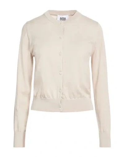 Alpha Studio Woman Cardigan Beige Size 8 Cotton In Neutral