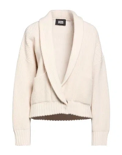 Alpha Studio Woman Cardigan Beige Size 8 Merino Wool In Neutral