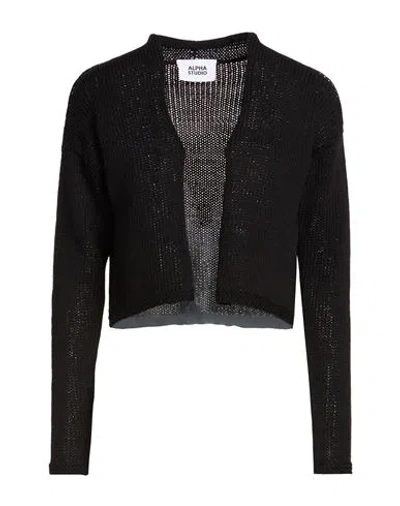 Alpha Studio Woman Cardigan Black Size 10 Cotton