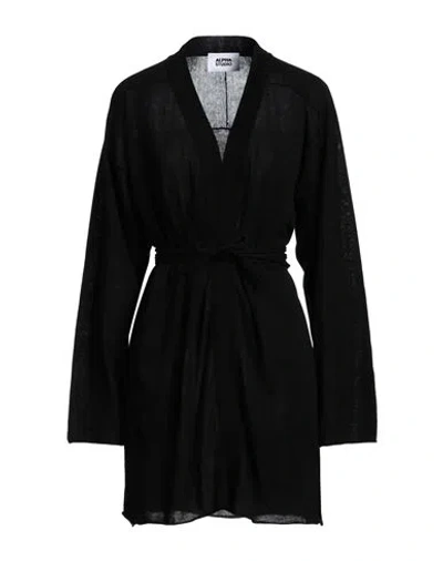 Alpha Studio Woman Cardigan Black Size 14 Merino Wool In Blue