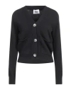 Alpha Studio Woman Cardigan Black Size 10 Cotton, Polyamide In Black