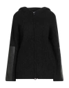Alpha Studio Woman Cardigan Black Size 12 Alpaca Wool, Recycled Polyamide, Polyamide, Shearling In Black