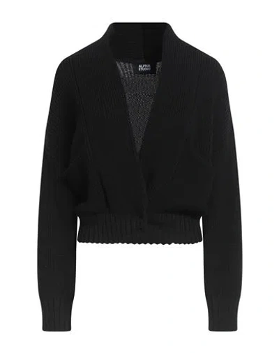 Alpha Studio Woman Cardigan Black Size 12 Merino Wool
