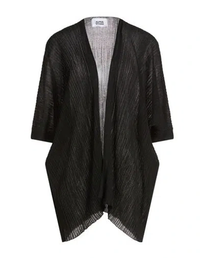 Alpha Studio Woman Cardigan Black Size 12 Viscose, Polyester
