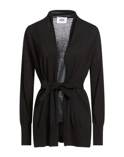 Alpha Studio Woman Cardigan Black Size 4 Cotton