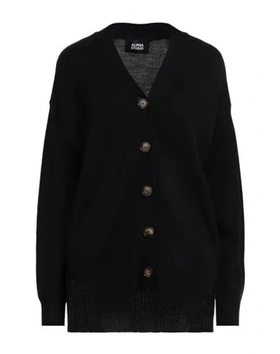 Alpha Studio Woman Cardigan Black Size 6 Merino Wool