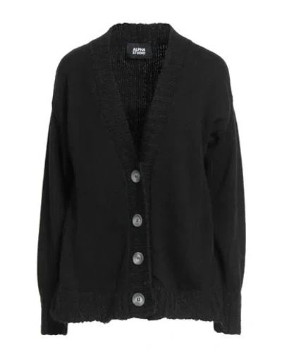 Alpha Studio Woman Cardigan Black Size 6 Synthetic Fibers, Alpaca Wool, Wool, Cashmere
