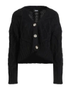 Alpha Studio Woman Cardigan Black Size 8 Merino Wool In Black