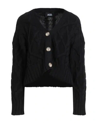 Alpha Studio Woman Cardigan Black Size 8 Merino Wool