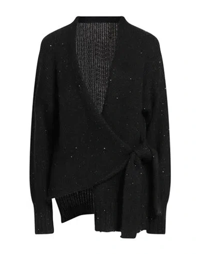 Alpha Studio Woman Cardigan Black Size 8 Polyester, Alpaca Wool, Nylon, Wool