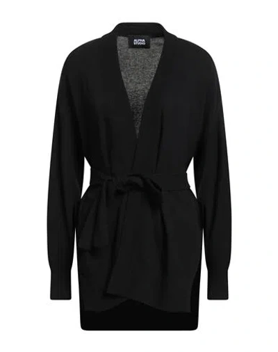 Alpha Studio Woman Cardigan Black Size 8 Recycled Wool, Ecovero Viscose, Polyamide, Recycled Cashmer