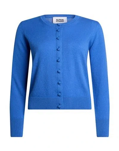 Alpha Studio Woman Cardigan Blue Size 2 Wool