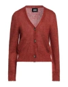 Alpha Studio Woman Cardigan Brick Size 10 Wool, Polyamide In Red