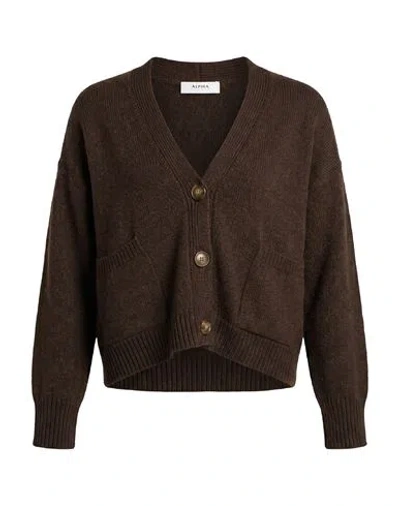 Alpha Studio Woman Cardigan Brown Size 12 Wool, Alpaca Wool, Polyamide
