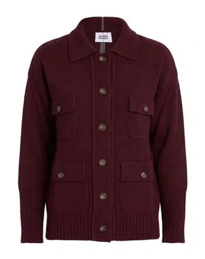 Alpha Studio Woman Cardigan Burgundy Size 6 Wool In Red
